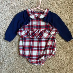 Cat & Jack | Baby Girl | 2 Piece Set | Plaid onesie & sweater Outfit | size 12mo